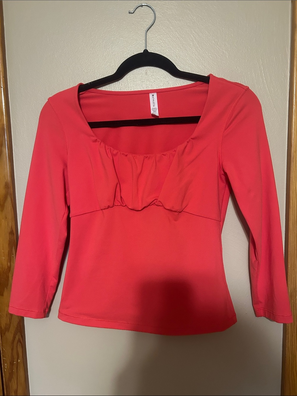 Women's Coral Pink Scoop-Neck Ruffle Top